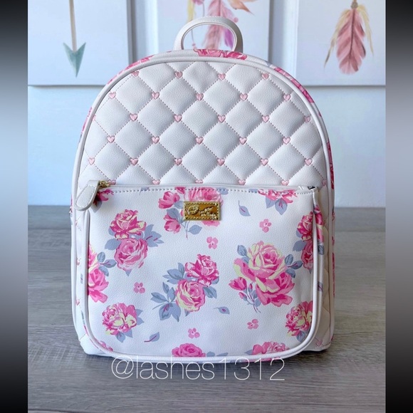 Betsey Johnson Handbags - BETSEY JOHNSON Bag Danica Backpack - White Floral LBDANICA